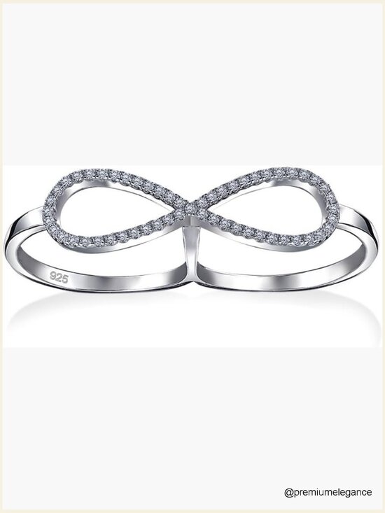 CHOOSE YOUR COLOR Pink CZ Infinity Knot Statement Ring .925  Sterling Silver Infinity Double Finger Swirl CZ Statement Ring Size 8